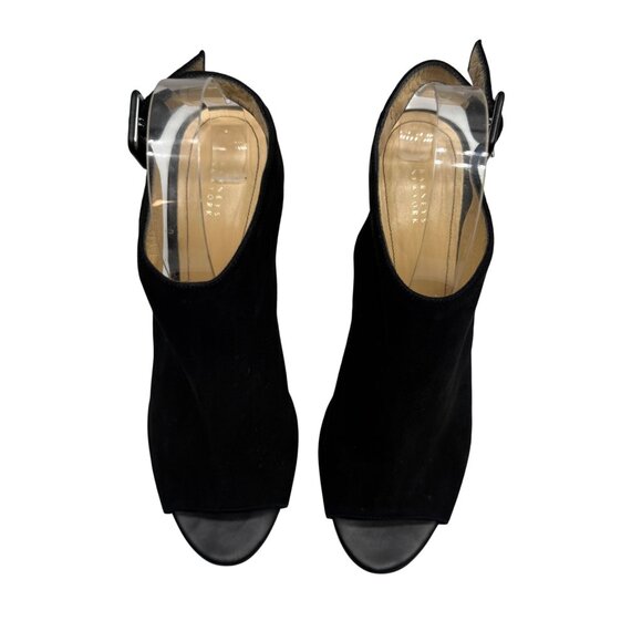 Barneys New York Black Suede Peep Toe Slingback Heel Bootie Women's sz EU40/US10 - Picture 3 of 12